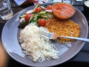 Chickpea patty at HBH Vilnius in Vilnius