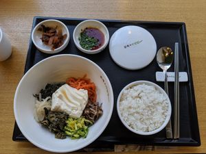 Soft tofu bibimbap at Bonjuk and Bibimbap - 본죽&비빔밥café in Seoul