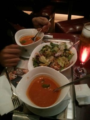 salat and fantastic tomato soup at Vapiano in Leipzig