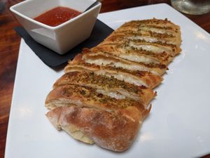 Vegan cheesey bread at Rocco's in Seattle