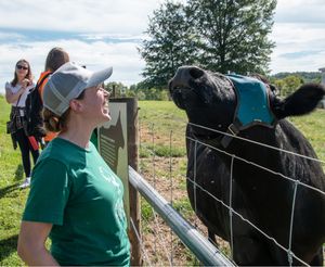 Laughing with Zeke! at Peak Animal Sanctuary in Freedom