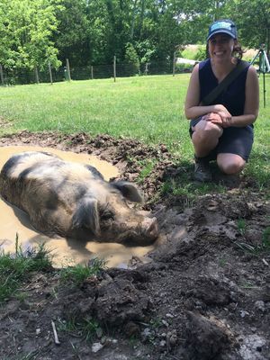 With Isaac on my first visit!! at Peak Animal Sanctuary in Freedom