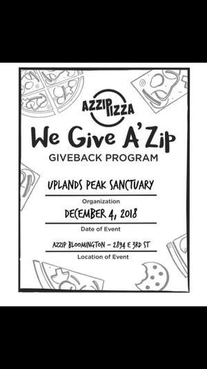 Recent fundraiser for the sanctuary in Bloomington. Pizza for a good cause - what could be better?! at Peak Animal Sanctuary in Freedom