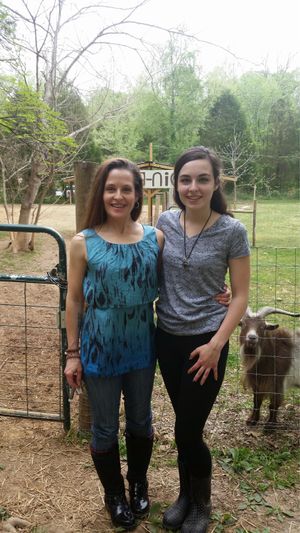 Longtime supporter Tiffany, with her daughter and William. at Peak Animal Sanctuary in Freedom