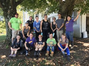 Workday + Potluck group. at Peak Animal Sanctuary in Freedom