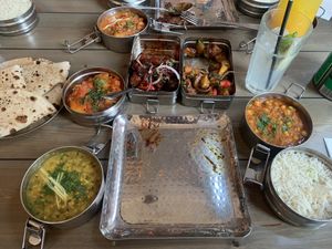 Plenty of vegan/vegetarian options when eating with non-vegetarians!  at Mowgli in Manchester