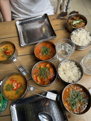 Vegan tiffin box - the red lentil dal was my favourite  at Mowgli in Manchester