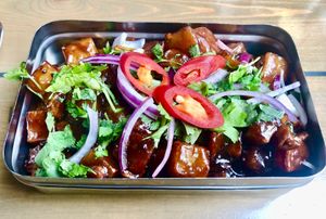 Tamarind treacle fries   at Mowgli in Manchester