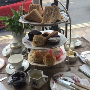 vegan cream tea - middle tier! at Hidden Treasure Tea Room in Exeter