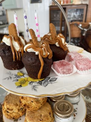 Vegan biscoff cupcake (amazing) at Hidden Treasure Tea Room in Exeter