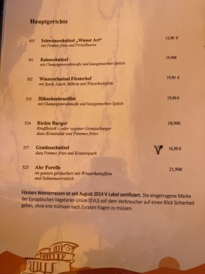 V-Label certified  at Försters Weinterrassen in Ahrweiler