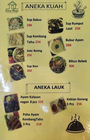 Menu kuah at Green House Vegetarian in Jakarta