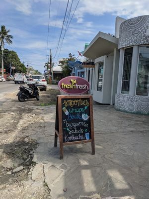Outdoor menu at Fresh Fresh in Sosua