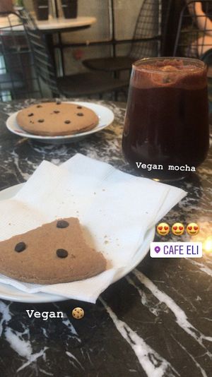 Vegan cookies with dark chocolate mocha  at Cafe Eli in Izmir