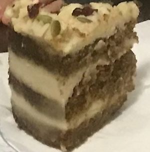 Carrot cake (good) at La Verde in Lima