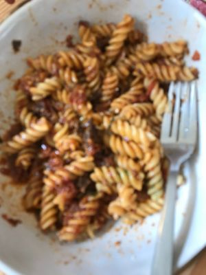 Pasta del dia (salsa pomodoro con hongos) at La Verde in Lima