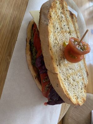 Vegan Caprese sandwich (so good)  at La Verde in Lima