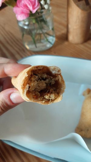 Empanada de quinua, pesto y tomate at La Verde in Lima