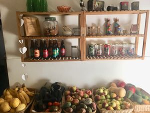 Little grocery area in side room - fruits and other products available for purchase  at La Verde in Lima