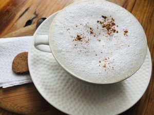 Cappuccino with almond milk  at La Verde in Lima