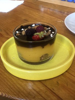 Lucuma And chocolate mousse at La Verde in Lima