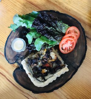 Quiche (mushroom) with salad - tasted so good!  at La Verde in Lima