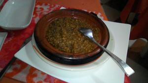 Tagine with dares pumpkin almonds and figs. at Chez Khadija in Essaouira