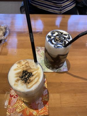 Sesame cappuccino and chai   at Gomacro in Kyoto