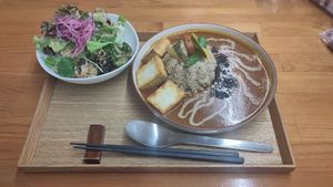 Very nicely presented delicious food 🤤 at Gomacro in Kyoto