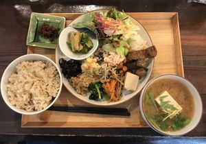 Rice and vegetable set at Gomacro in Kyoto