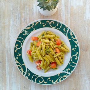 Vegan penne pesto. Homemade pesto. at Giridhari in Kuta