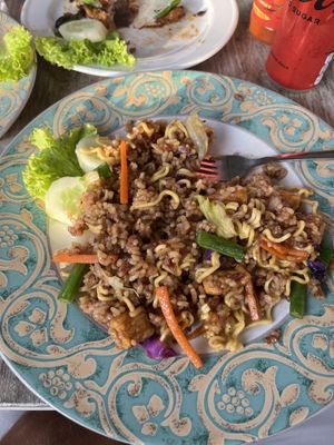 Nasi goreng with noodles (I already ate some hehe)  at Giridhari in Kuta