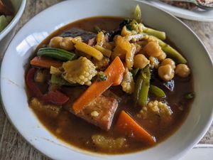 Veggies and chickpeas stew at Giridhari in Kuta