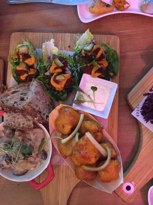 Garlick mushroom,  buffalo cauliflower and beetrolls at The Brook in East London