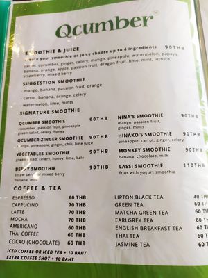 Menu November 2019 at Qcumber in Khao Lak