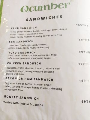 Menu November 2019 at Qcumber in Khao Lak