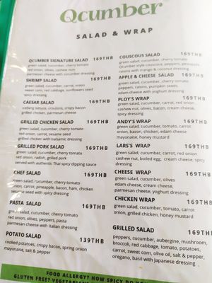 Menu November 2019 at Qcumber in Khao Lak