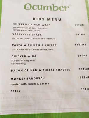 Menu November 2019 at Qcumber in Khao Lak