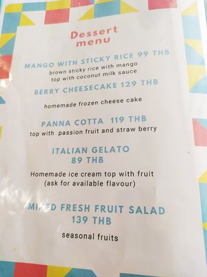 Menu November 2019 at Qcumber in Khao Lak