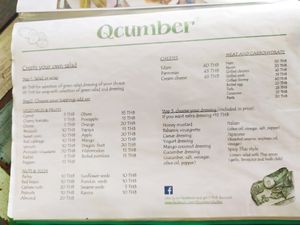 Menu November 2019 at Qcumber in Khao Lak