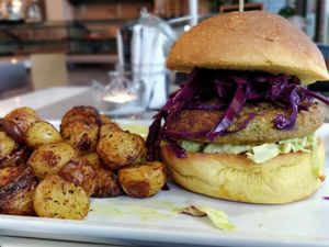 vegan burger. excellent!  at Bee in Lugano