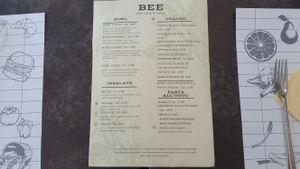 Menu at Bee in Lugano