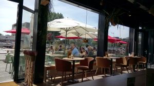 Very spacious, inside and terrace. The photo was taken at lunch time on a Sunday.  at Bagels & Beans - Vivaldistraat in Amsterdam