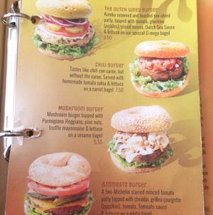 'no meat' bagels - top two are vegan, bottom two are vegetarian at Bagels & Beans - Gierstraat in Haarlem