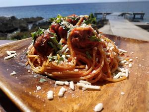 Vegan & Gluten free pasta meatless balls at Vivo Cafe & Restaurant in West Bay