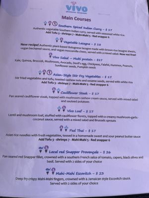 Mains  at Vivo Cafe & Restaurant in West Bay