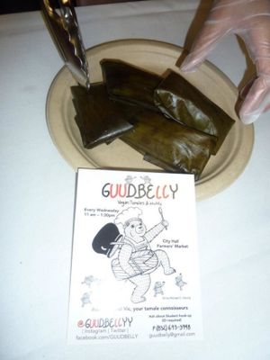 Mini tamales for Vegan Society of PEACE's ThanksLiving event at Guudbelly in Houston