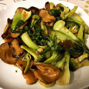 Mushroom stir fry at Inala Vegan Restaurant in Inala