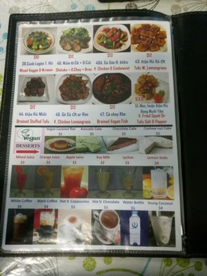 menu at Inala Vegan Restaurant in Inala