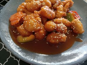 Sweet and sour chicken at Inala Vegan Restaurant in Inala
